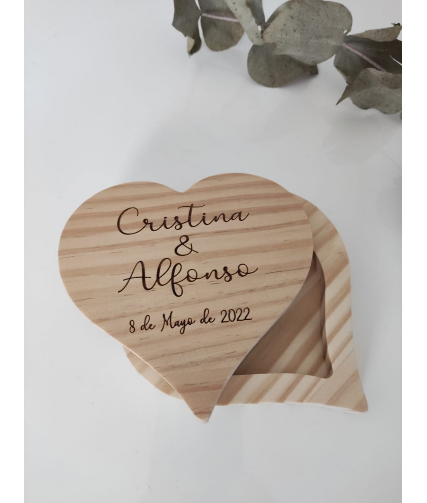 Caja porta alianzas de madera Regalo para bodas novios Regalo personalizado compromiso 